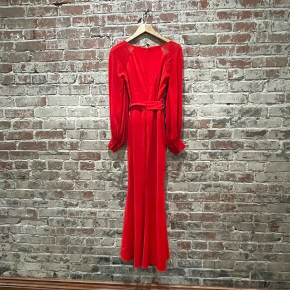 Badgley Mischka Red Bow Crepe Dress Size 2 - Picture 8 of 10